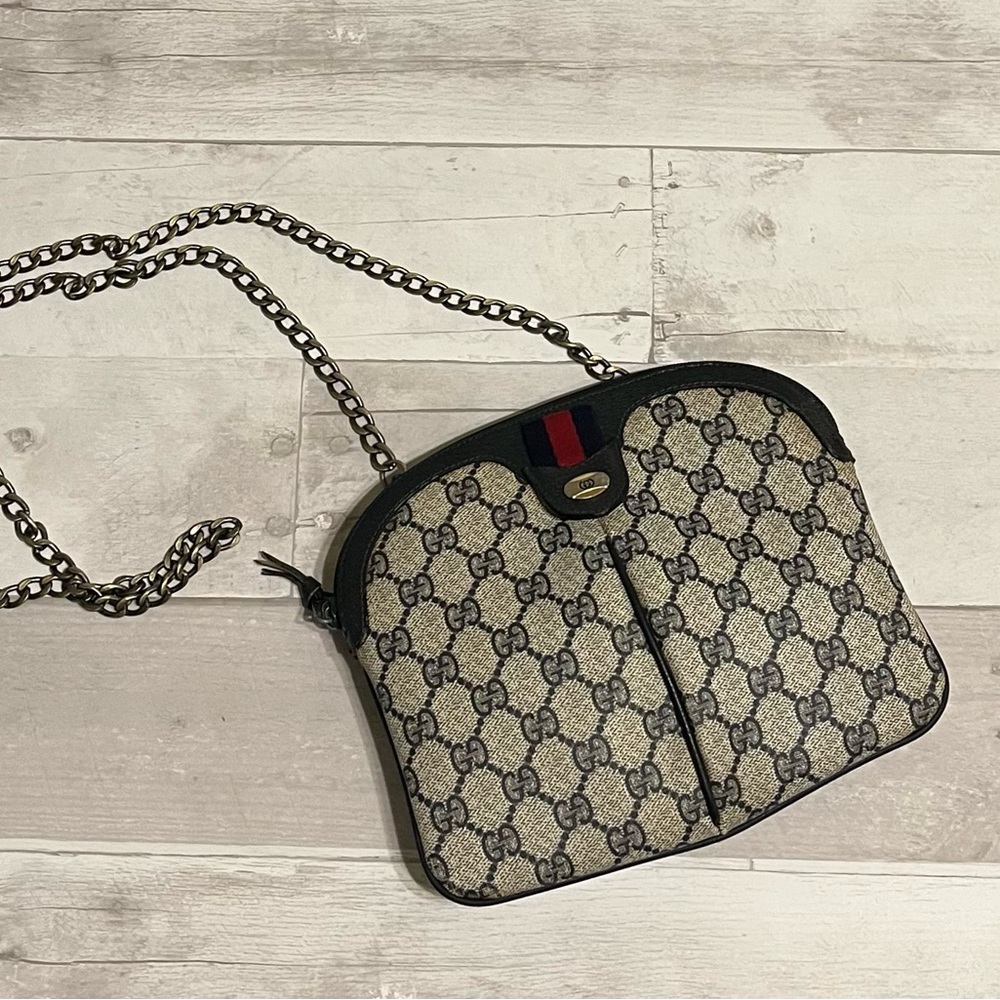 💯Authentic GUCCI Sherryline Dome Crossbody shoulder bag navy vintage